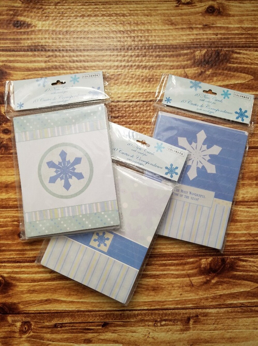 NWT Colorbök Blue Snowflake Note Cards & Envelopes Set of 3 Packs Christmas